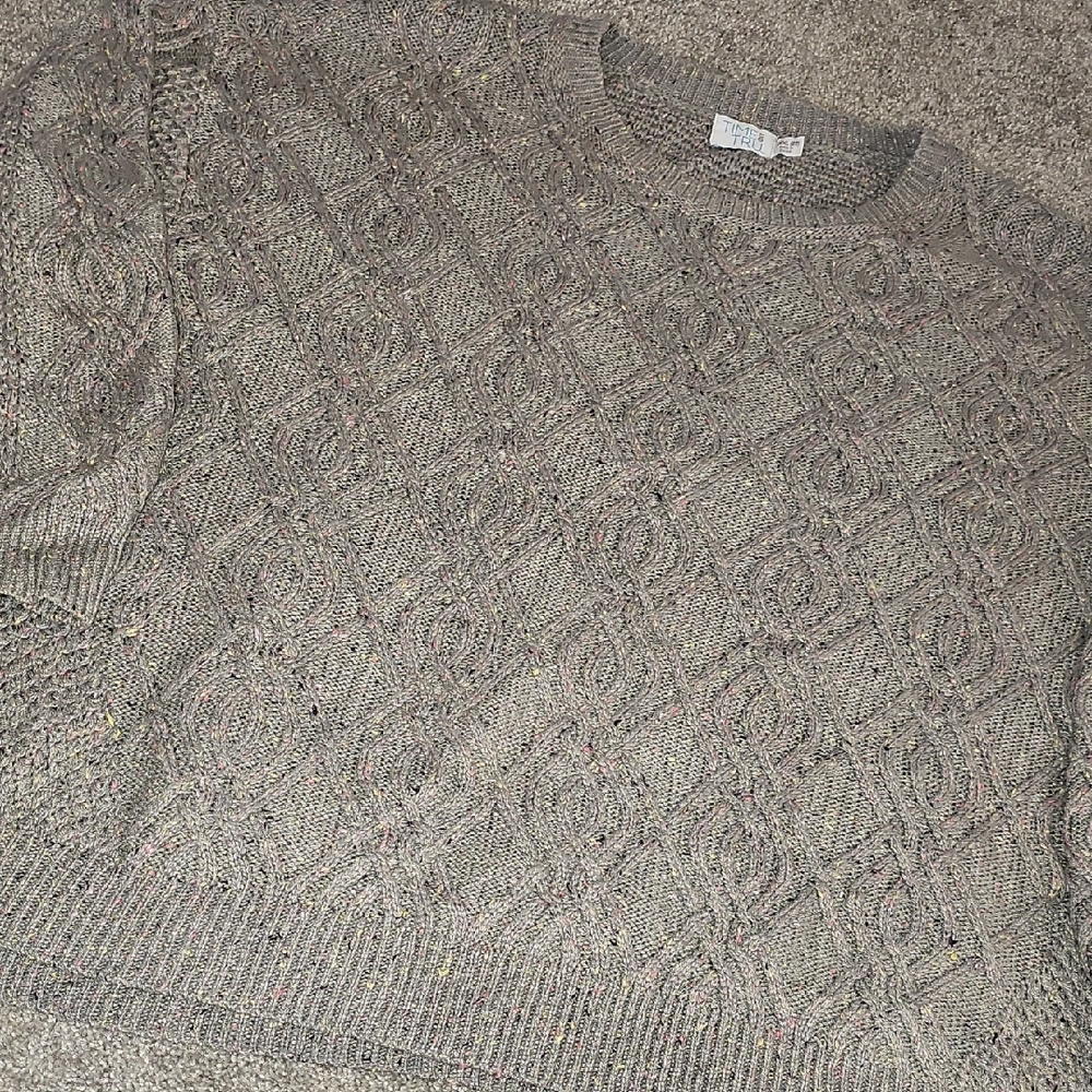 D3🔹️❤️Time and Tru Women's Cable Knit Sweater - Gray
